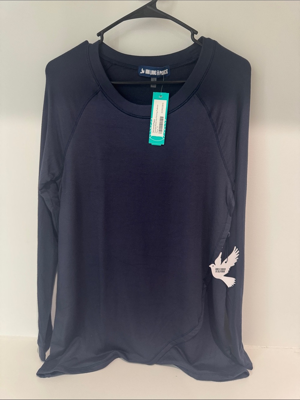 Long Sleeve Navy Women’s Maternity Top by Ink Love and Peace